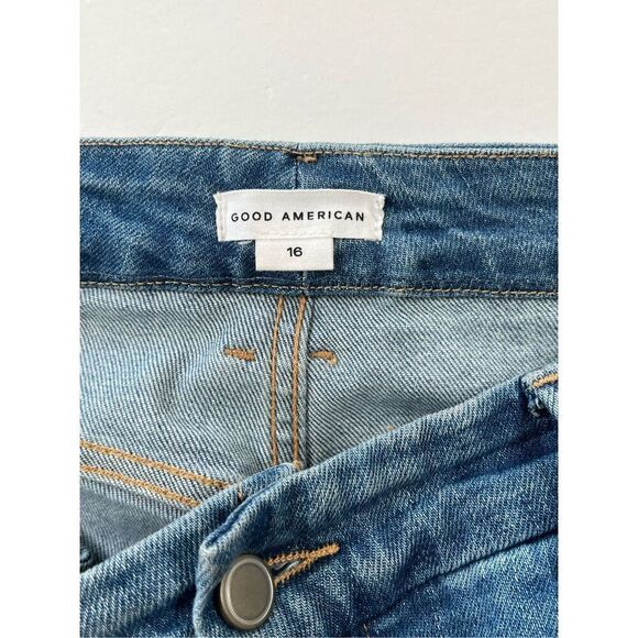 Good American Good Curve High Rise Skinny Crop Distressed Destroyed Jean Size 16 - Picture 3 of 9